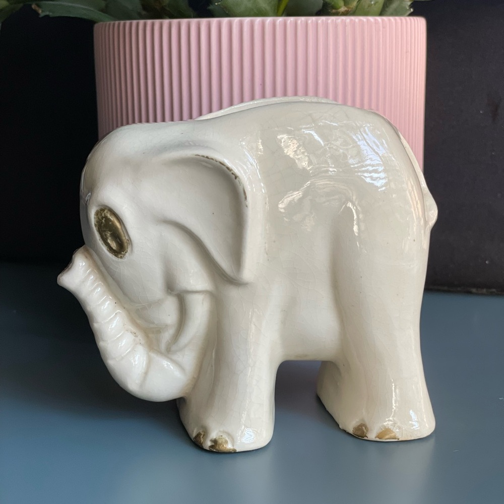 Vintage Good Luck Elephant Planter Vase